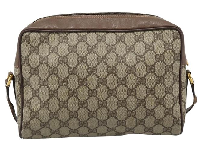 Borsa GUCCI GG Supreme Web Sherry Line PVC Beige Oro 001 113 6472 Auth 187114 D'oro - vista 3