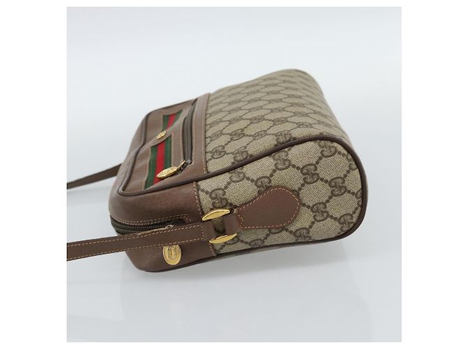 Borsa GUCCI GG Supreme Web Sherry Line PVC Beige Oro 001 113 6472 Auth 187114 D'oro - vista 4