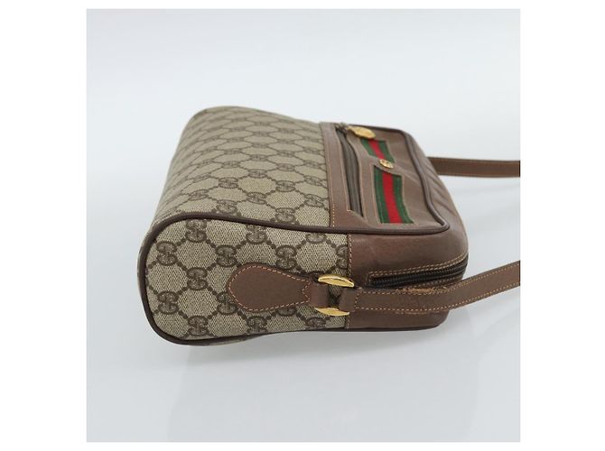 Borsa GUCCI GG Supreme Web Sherry Line PVC Beige Oro 001 113 6472 Auth 187114 D'oro - vista 5