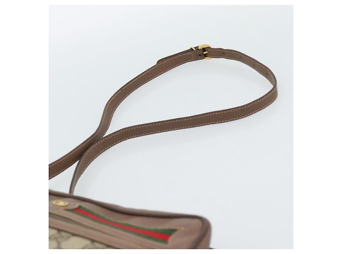 Borsa GUCCI GG Supreme Web Sherry Line PVC Beige Oro 001 113 6472 Auth 187114 D'oro - vista 8
