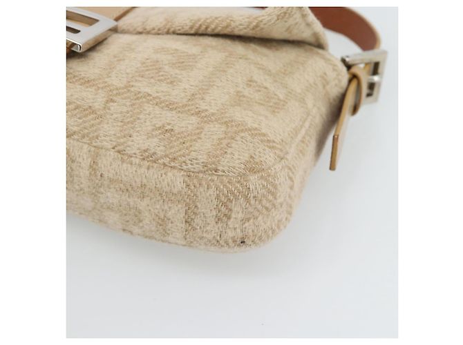 Borsa a Spalla FENDI Mamma Baguette in Tela Zucca Felt Beige Silver Auth 186896SAM Argento - vista 10