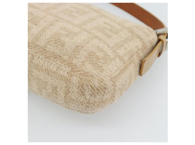 Borsa a Spalla FENDI Mamma Baguette in Tela Zucca Felt Beige Silver Auth 186896SAM Argento - vista 12