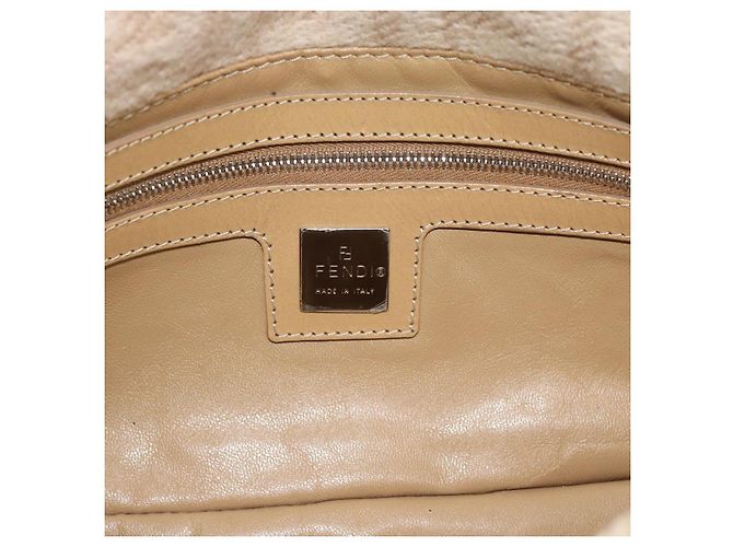 Borsa a Spalla FENDI Mamma Baguette in Tela Zucca Felt Beige Silver Auth 186896SAM Argento - vista 15
