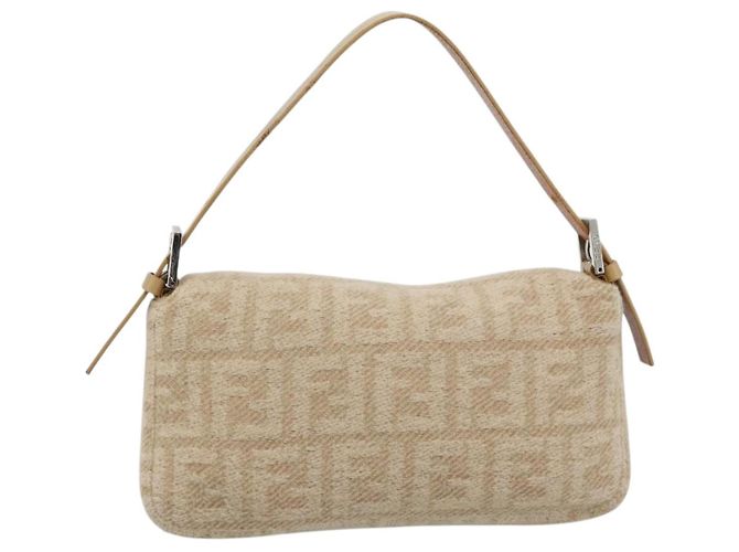 Borsa a Spalla FENDI Mamma Baguette in Tela Zucca Felt Beige Silver Auth 186896SAM Argento - vista 3