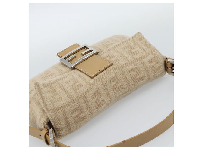 Borsa a Spalla FENDI Mamma Baguette in Tela Zucca Felt Beige Silver Auth 186896SAM Argento - vista 6