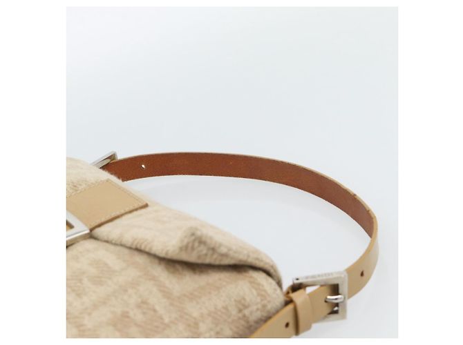 Borsa a Spalla FENDI Mamma Baguette in Tela Zucca Felt Beige Silver Auth 186896SAM Argento - vista 8