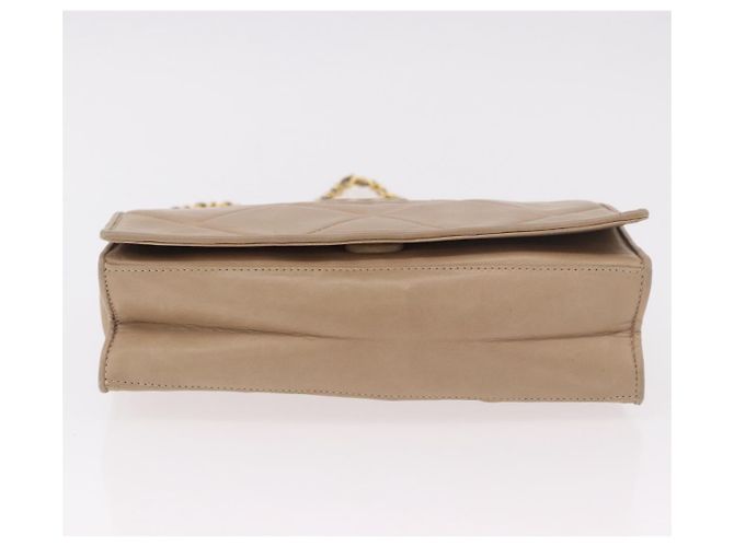 CHANEL Matelasse Chain Shoulder Bag Lamb Skin Beige Gold CC Auth 187157A D'oro - vista 10