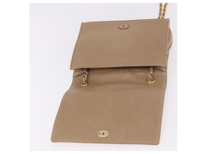 CHANEL Matelasse Chain Shoulder Bag Lamb Skin Beige Gold CC Auth 187157A D'oro - vista 15