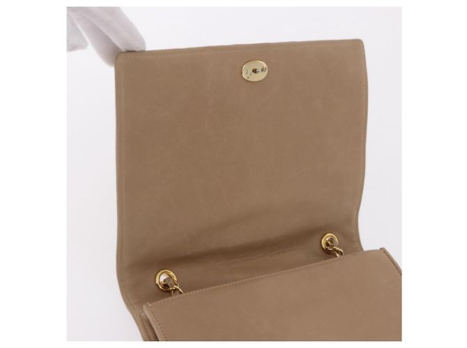 CHANEL Matelasse Chain Shoulder Bag Lamb Skin Beige Gold CC Auth 187157A D'oro - vista 16