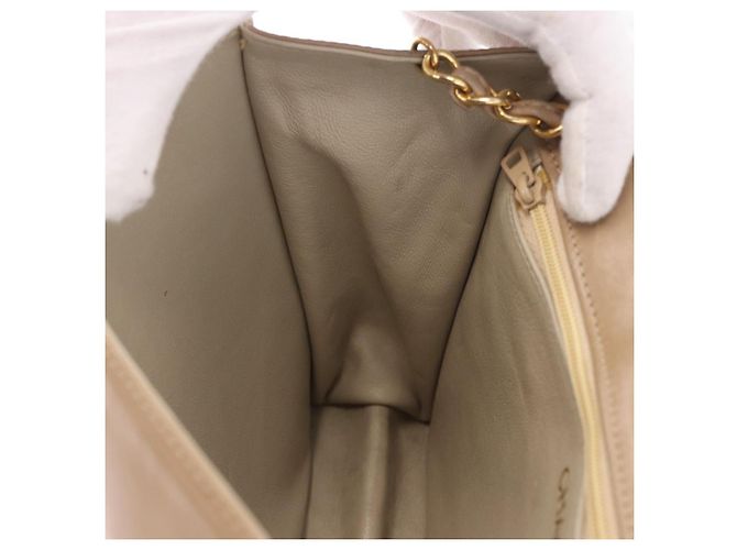 CHANEL Matelasse Chain Shoulder Bag Lamb Skin Beige Gold CC Auth 187157A D'oro - vista 21