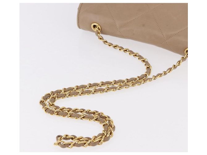 CHANEL Matelasse Chain Shoulder Bag Lamb Skin Beige Gold CC Auth 187157A D'oro - vista 8