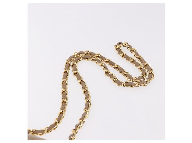 CHANEL Matelasse Chain Shoulder Bag Lamb Skin Beige Gold CC Auth 187157A D'oro - vista 9