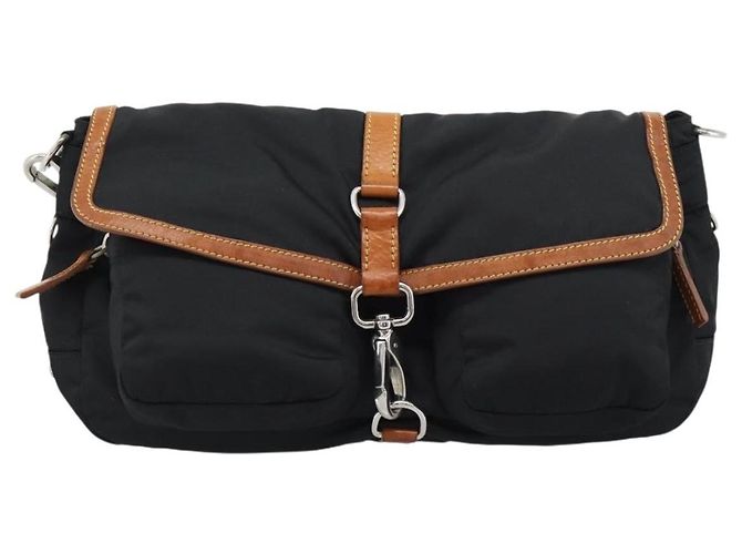 Borsa a tracolla Miu Miu Nylon Nero Argento Auth 186046A - vista 2