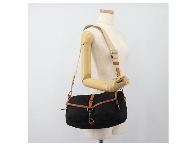 Borsa a tracolla Miu Miu Nylon Nero Argento Auth 186046A - vista 24