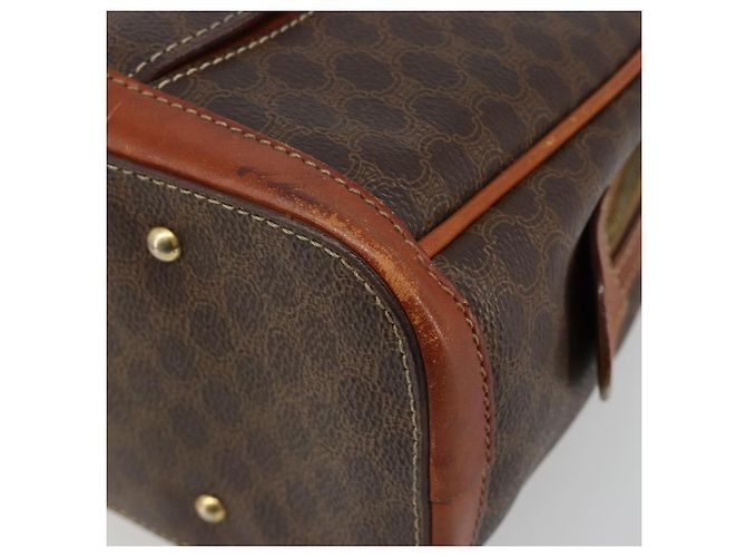 Céline Borsa CELINE Macadam Canvas PVC Pelle Marrone Oro Auth 185533 D'oro - vista 10