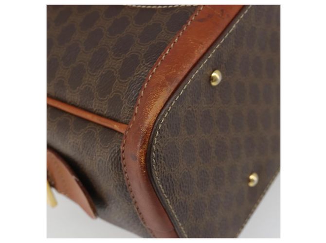 Céline Borsa CELINE Macadam Canvas PVC Pelle Marrone Oro Auth 185533 D'oro - vista 11