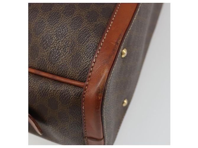 Céline Borsa CELINE Macadam Canvas PVC Pelle Marrone Oro Auth 185533 D'oro - vista 13