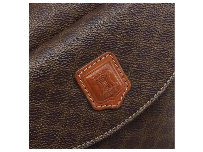 Céline Borsa CELINE Macadam Canvas PVC Pelle Marrone Oro Auth 185533 D'oro - vista 14