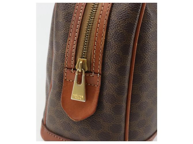 Céline Borsa CELINE Macadam Canvas PVC Pelle Marrone Oro Auth 185533 D'oro - vista 16