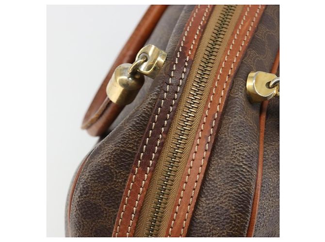 Céline Borsa CELINE Macadam Canvas PVC Pelle Marrone Oro Auth 185533 D'oro - vista 17