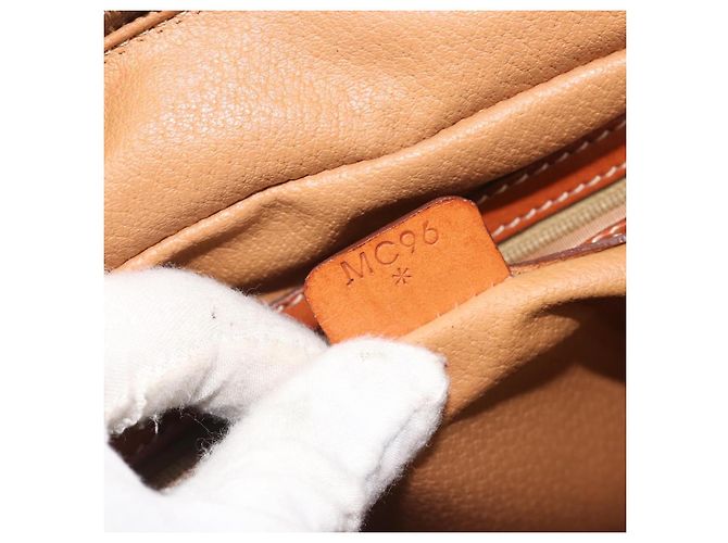 Céline Borsa CELINE Macadam Canvas PVC Pelle Marrone Oro Auth 185533 D'oro - vista 25