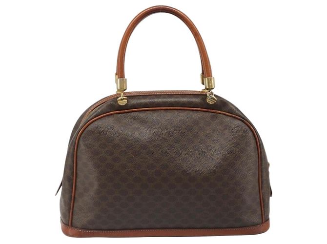 Céline Borsa CELINE Macadam Canvas PVC Pelle Marrone Oro Auth 185533 D'oro - vista 3