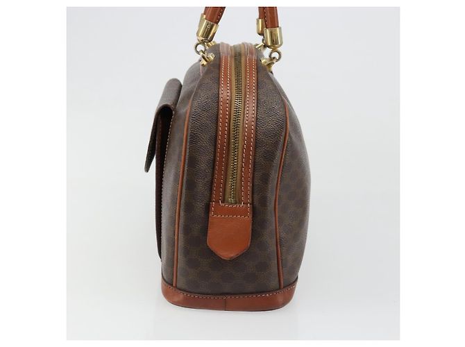 Céline Borsa CELINE Macadam Canvas PVC Pelle Marrone Oro Auth 185533 D'oro - vista 4