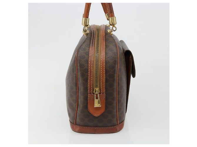 Céline Borsa CELINE Macadam Canvas PVC Pelle Marrone Oro Auth 185533 D'oro - vista 5