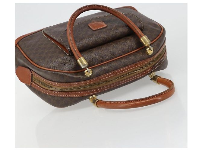 Céline Borsa CELINE Macadam Canvas PVC Pelle Marrone Oro Auth 185533 D'oro - vista 6