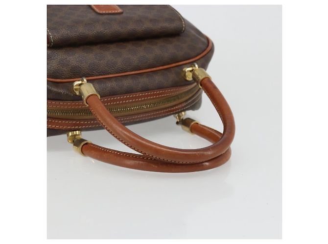 Céline Borsa CELINE Macadam Canvas PVC Pelle Marrone Oro Auth 185533 D'oro - vista 7