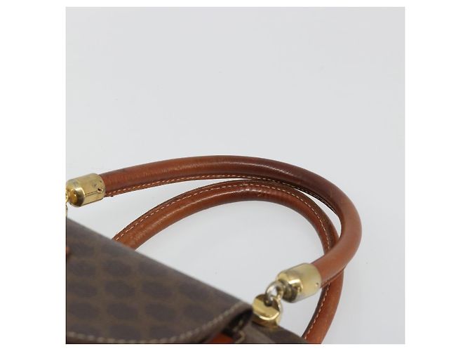 Céline Borsa CELINE Macadam Canvas PVC Pelle Marrone Oro Auth 185533 D'oro - vista 8