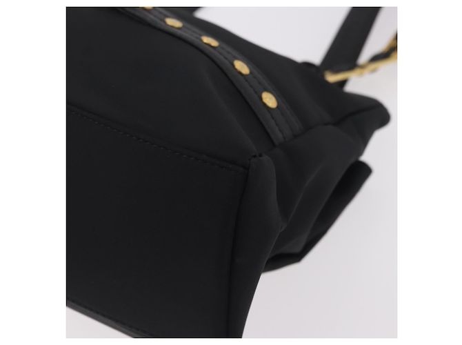 Borsa a Spalla VERSACE Nylon Nero Oro Auth 185860 D'oro - vista 15