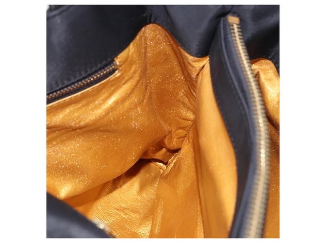 Borsa a Spalla VERSACE Nylon Nero Oro Auth 185860 D'oro - vista 20