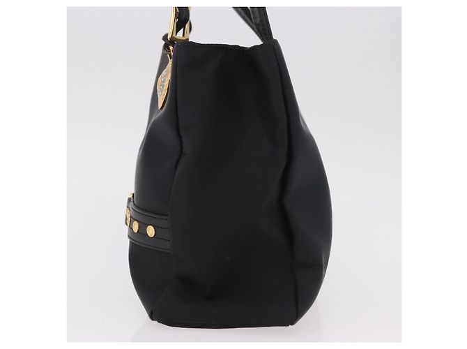 Borsa a Spalla VERSACE Nylon Nero Oro Auth 185860 D'oro - vista 4