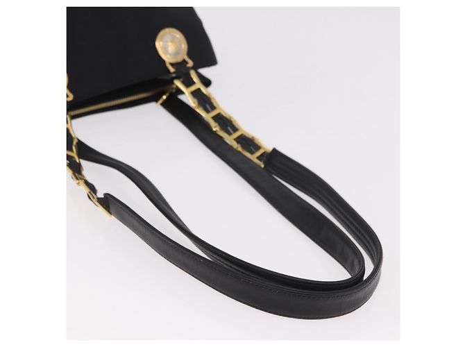 Borsa a Spalla VERSACE Nylon Nero Oro Auth 185860 D'oro - vista 8