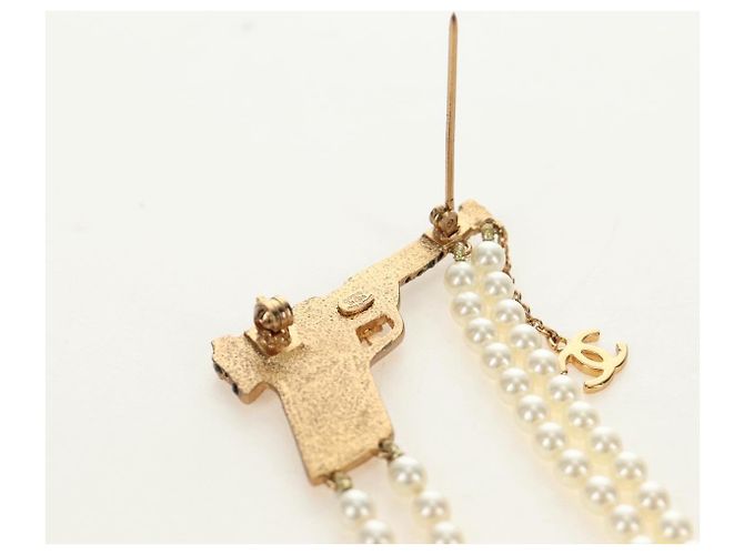 Spilla CHANEL metallo Gold Tone CC Auth 185416SM - vista 12