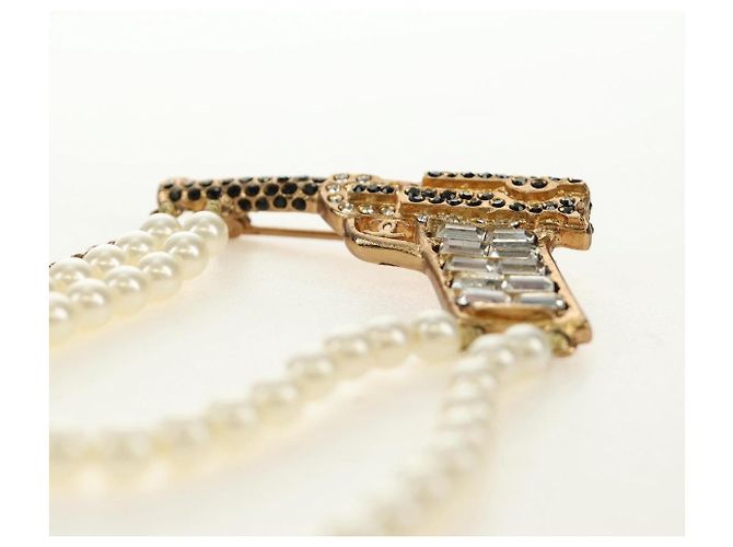 Spilla CHANEL metallo Gold Tone CC Auth 185416SM - vista 16
