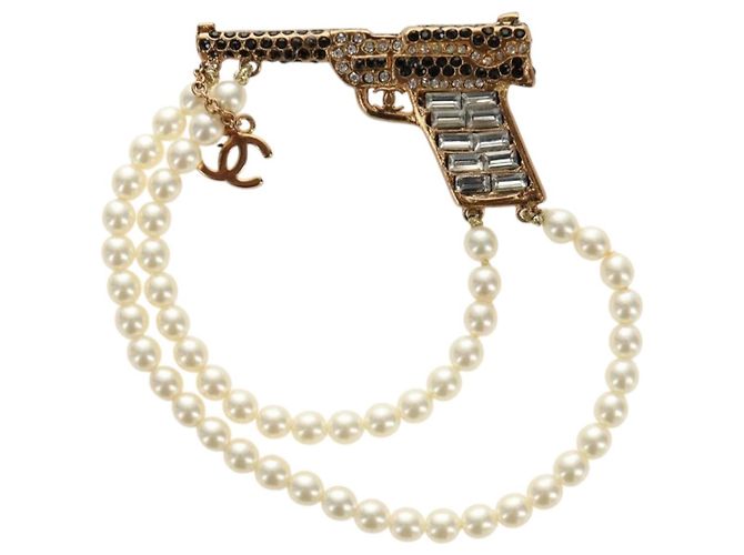 Spilla CHANEL metallo Gold Tone CC Auth 185416SM - vista 2