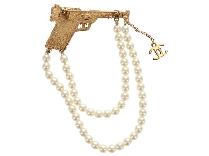 Spilla CHANEL metallo Gold Tone CC Auth 185416SM - vista 7