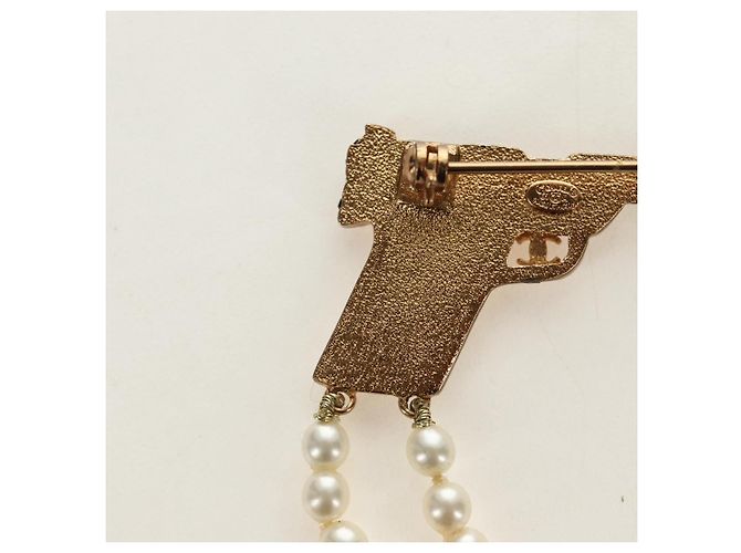 Spilla CHANEL metallo Gold Tone CC Auth 185416SM - vista 8