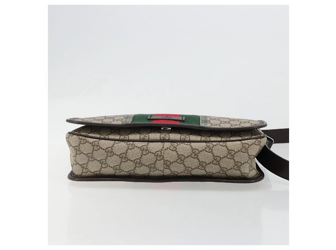 Borsa a tracolla GUCCI GG Supreme Web Sherry Line PVC Beige Rosso 180692 Auth ka4786A - vista 10