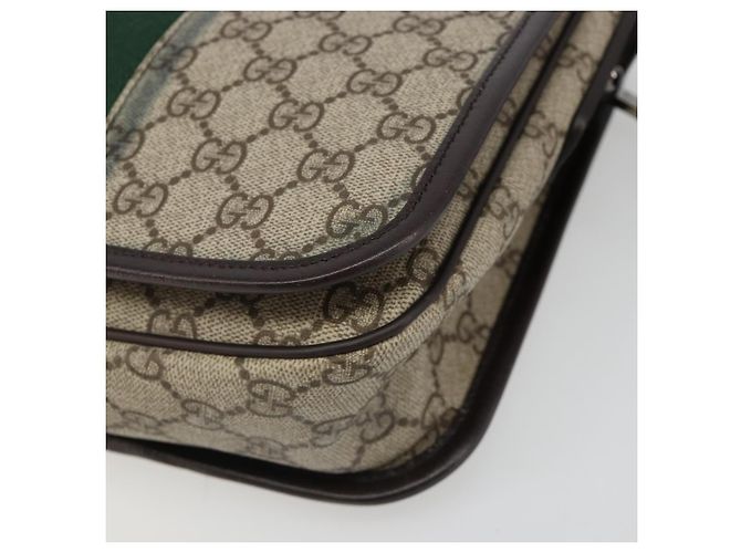 Borsa a tracolla GUCCI GG Supreme Web Sherry Line PVC Beige Rosso 180692 Auth ka4786A - vista 11