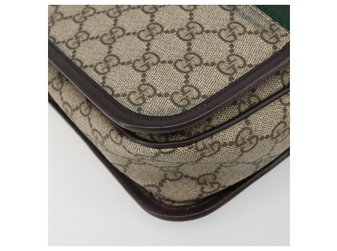 Borsa a tracolla GUCCI GG Supreme Web Sherry Line PVC Beige Rosso 180692 Auth ka4786A - vista 12