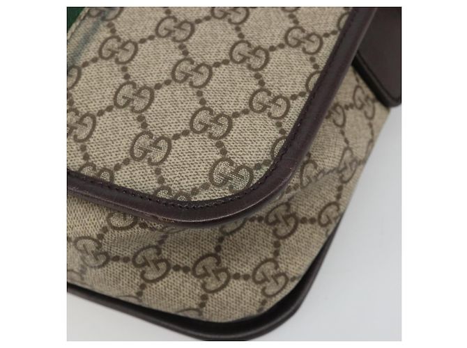 Borsa a tracolla GUCCI GG Supreme Web Sherry Line PVC Beige Rosso 180692 Auth ka4786A - vista 13