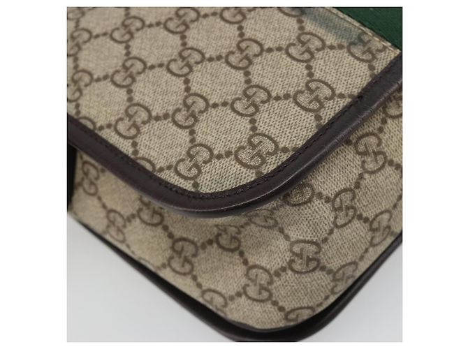 Borsa a tracolla GUCCI GG Supreme Web Sherry Line PVC Beige Rosso 180692 Auth ka4786A - vista 14