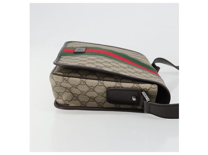 Borsa a tracolla GUCCI GG Supreme Web Sherry Line PVC Beige Rosso 180692 Auth ka4786A - vista 5