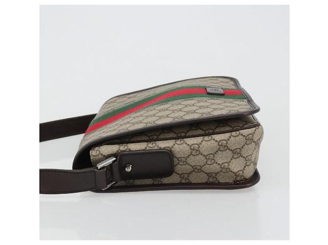 Borsa a tracolla GUCCI GG Supreme Web Sherry Line PVC Beige Rosso 180692 Auth ka4786A - vista 6