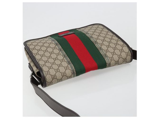 Borsa a tracolla GUCCI GG Supreme Web Sherry Line PVC Beige Rosso 180692 Auth ka4786A - vista 7