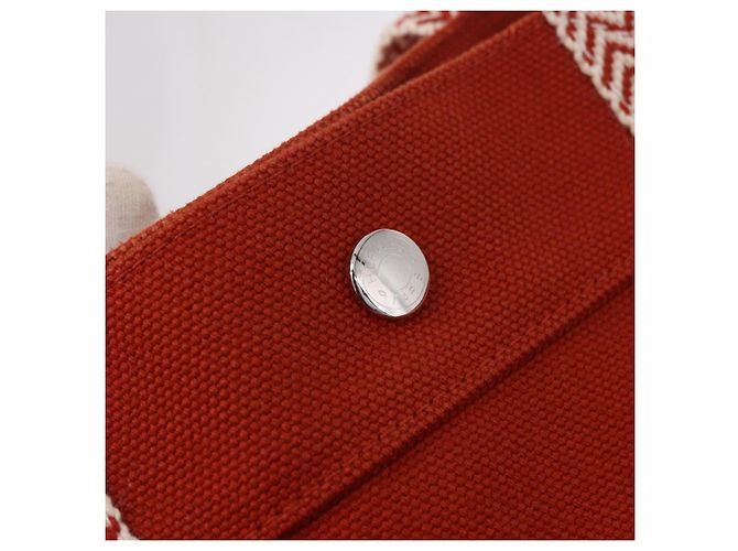 Hermès Borsa HERMES Cannes MM in cotone Arancione Argento Autentica 179542A - vista 14