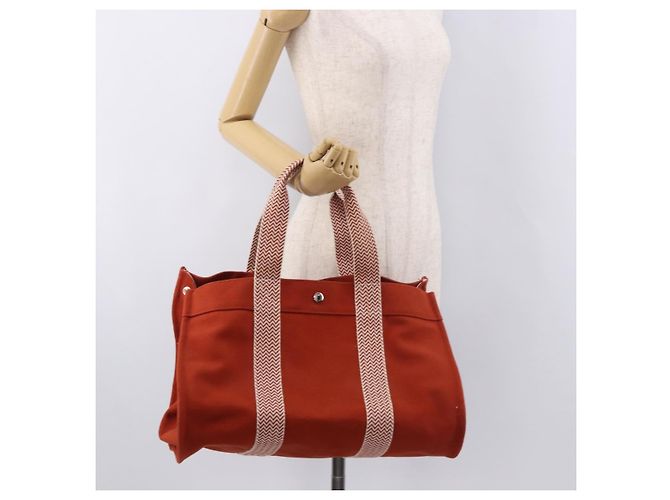 Hermès Borsa HERMES Cannes MM in cotone Arancione Argento Autentica 179542A - vista 22